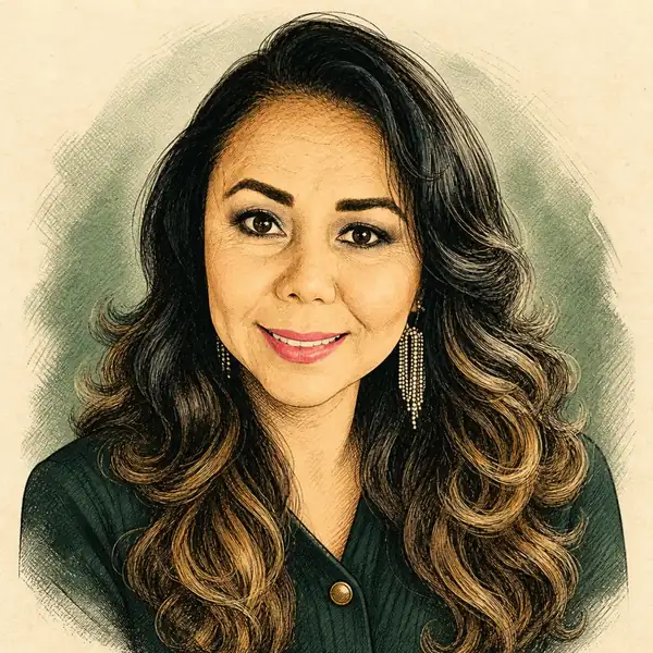 Illustrated portrait of Jacqueline Franco Stewart, Licensed Real Estate Salesperson at Win Morrison Realty